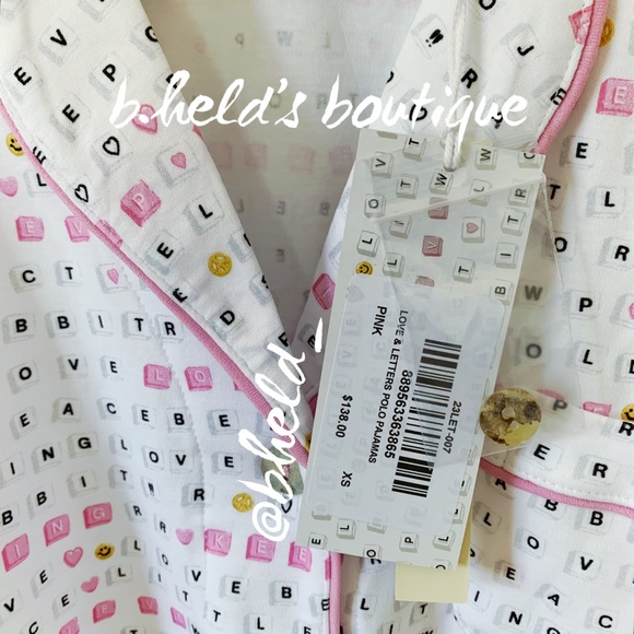 Roller Rabbit x Little Words Project Love & Letters Polo Pajamas Pink Sz XS NWT - Picture 3 of 16